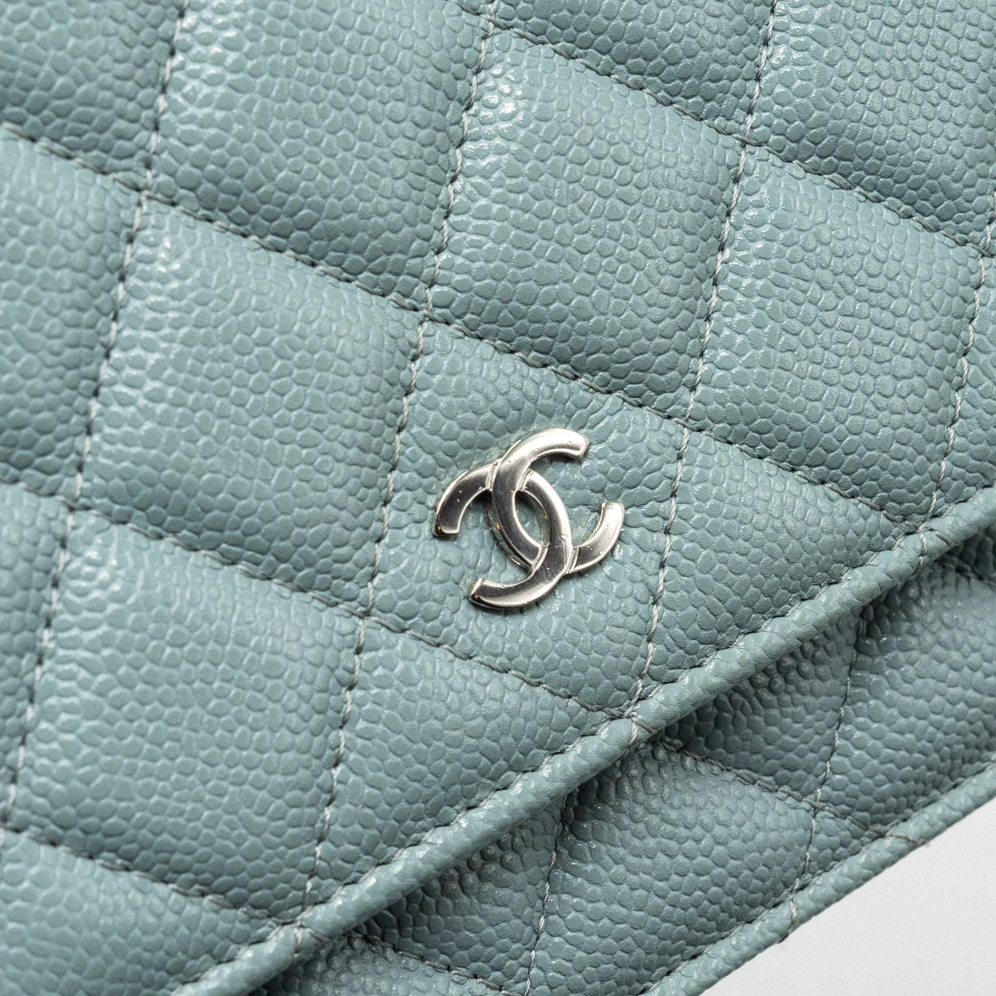 CHANEL CLASSIC WALLET ON CHAIN CAVIAR LIGHT BLUE SHW