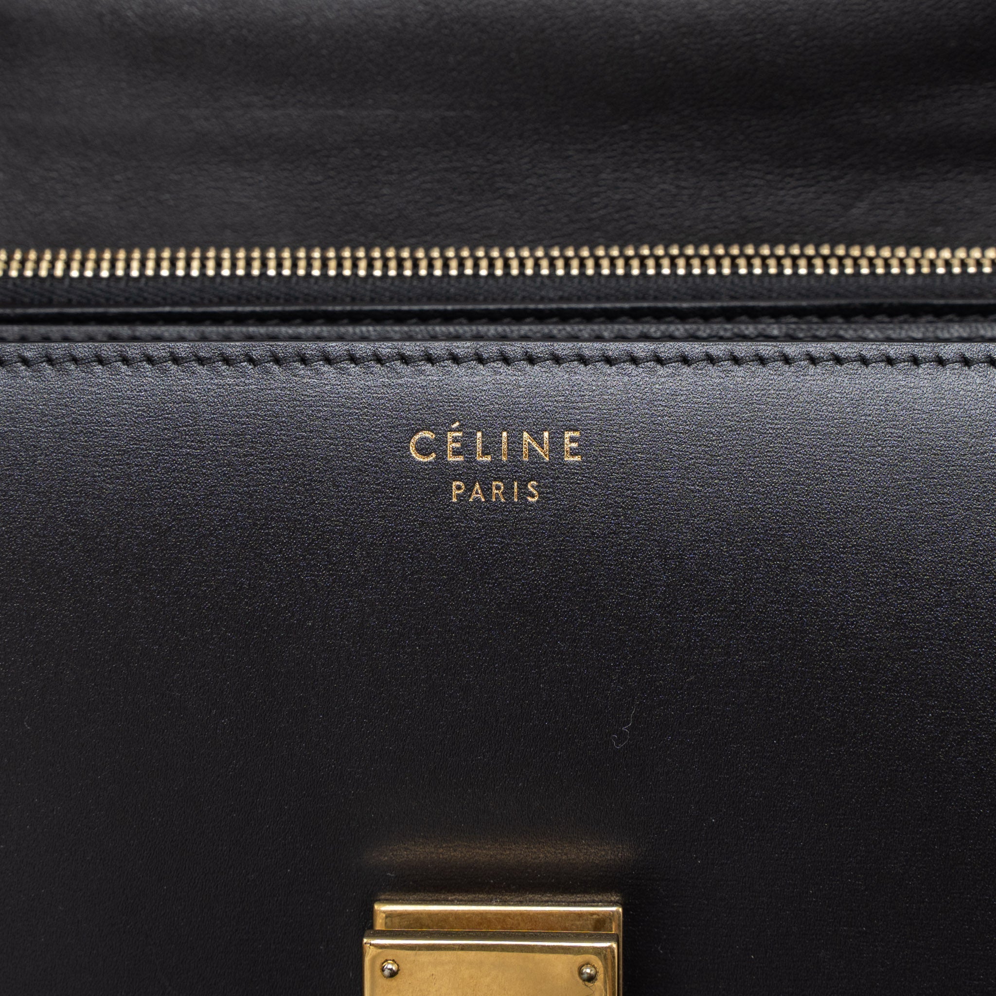 CELINE MEDIUM CLASSIC BOX CALFSKIN BLACK BRUSHED GHW