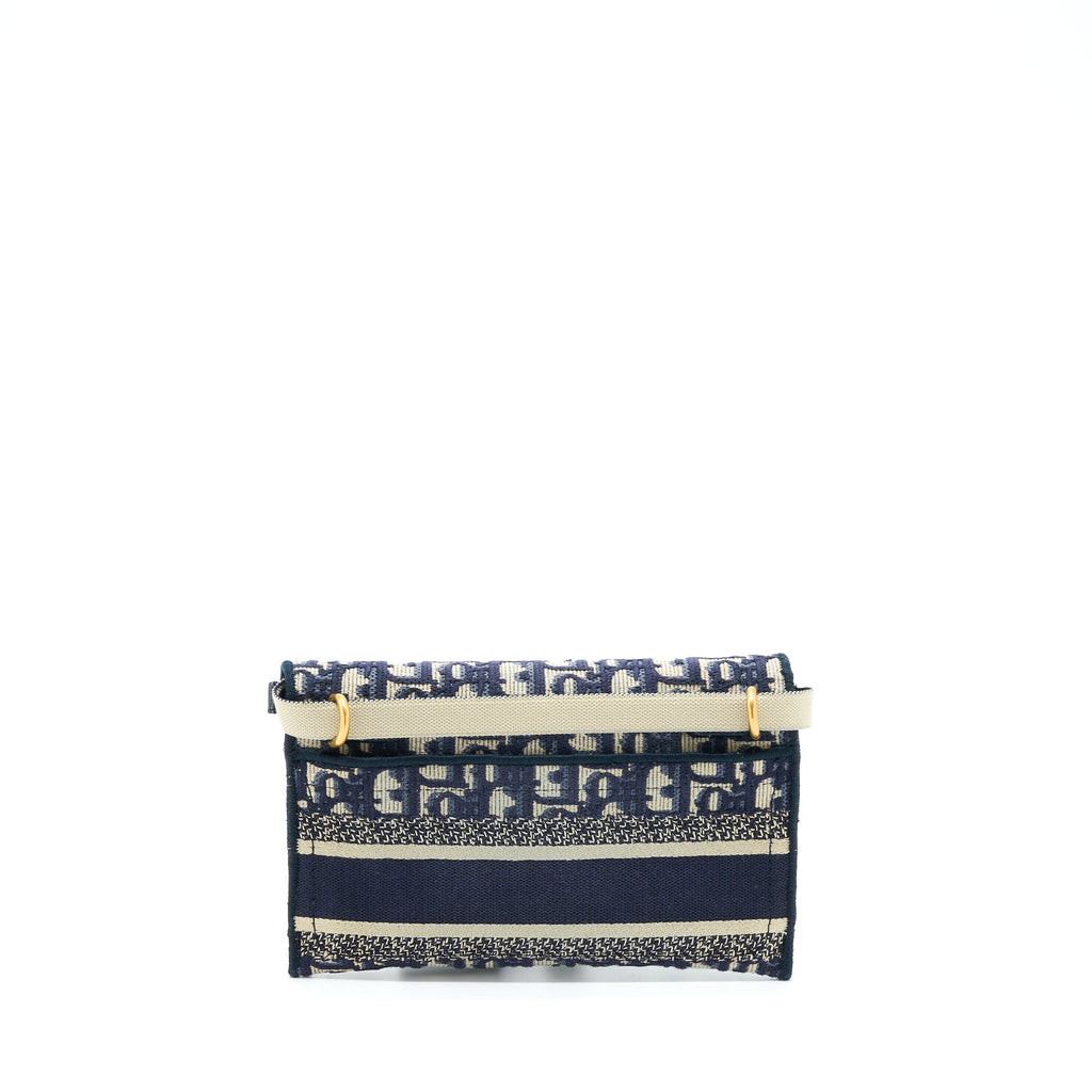 DIOR SADDLE SLIM POUCH BLUE DIOR OBLIQUE EMBROIDERY