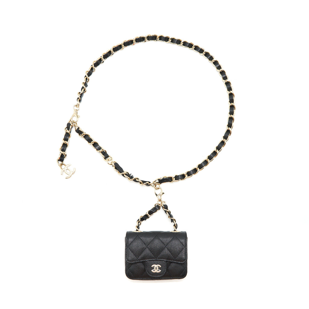 CHANEL 21B BELT BAG CAVIAR BLACK LGHW