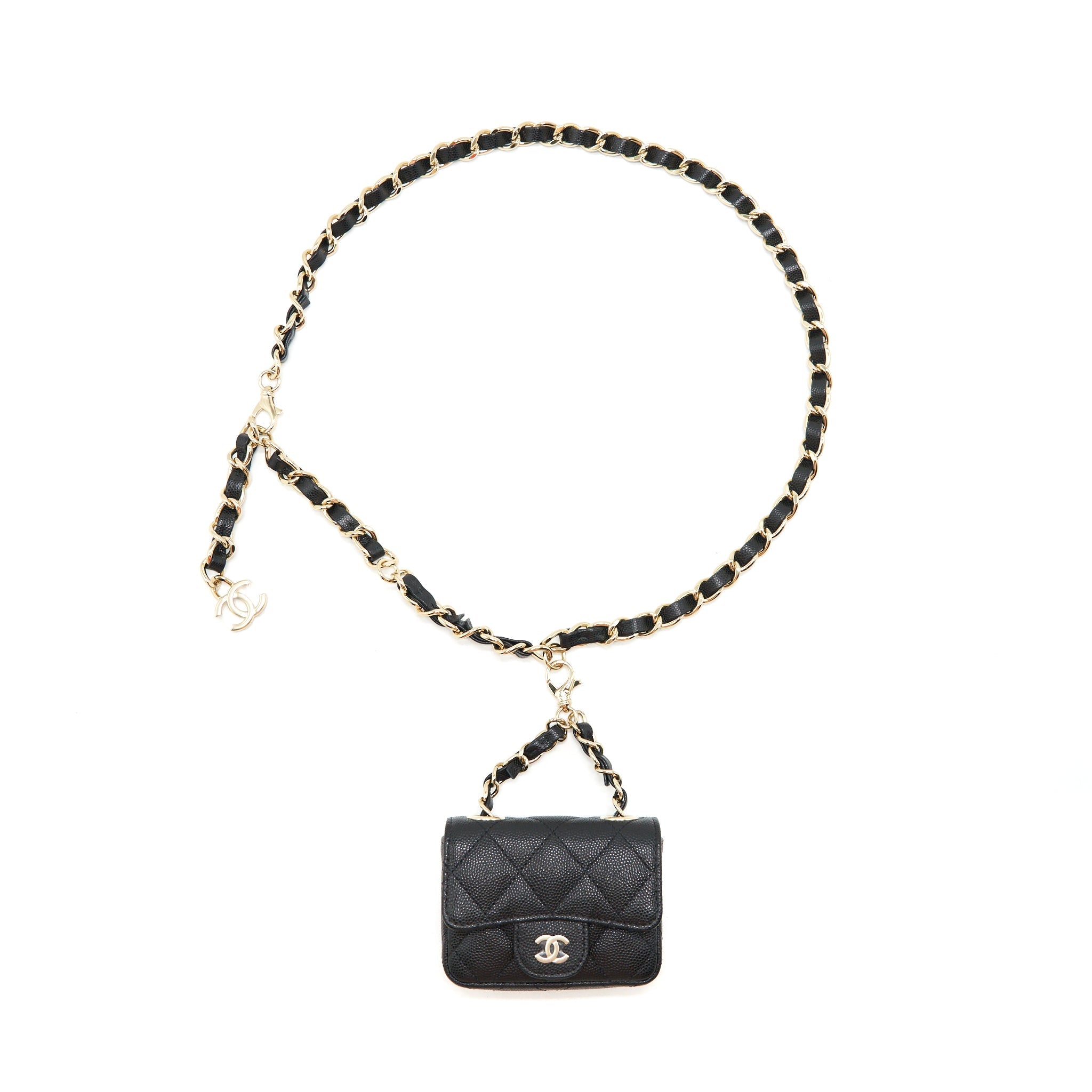CHANEL 21B BELT BAG CAVIAR BLACK LGHW
