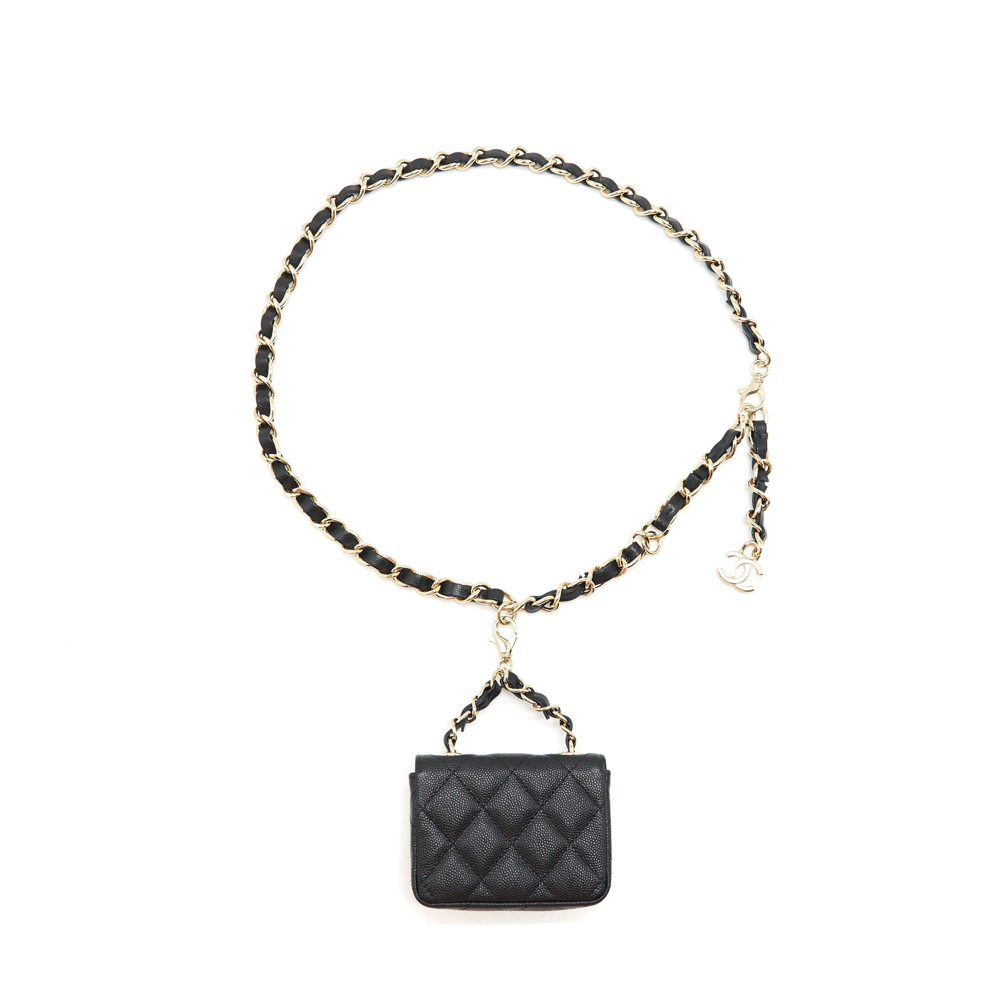 CHANEL 21B BELT BAG CAVIAR BLACK LGHW