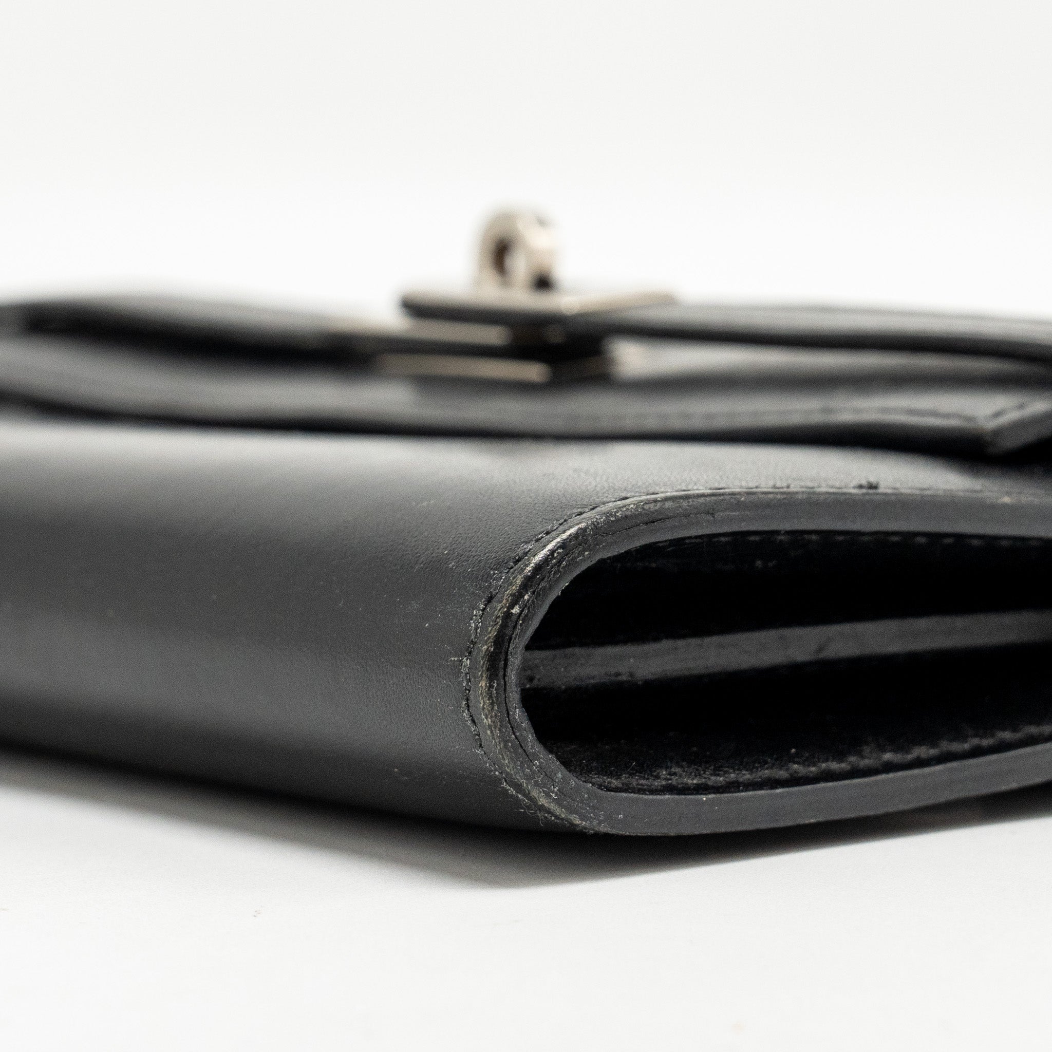 HERMES KELLY LONG WALLET BOX BLACK SHW