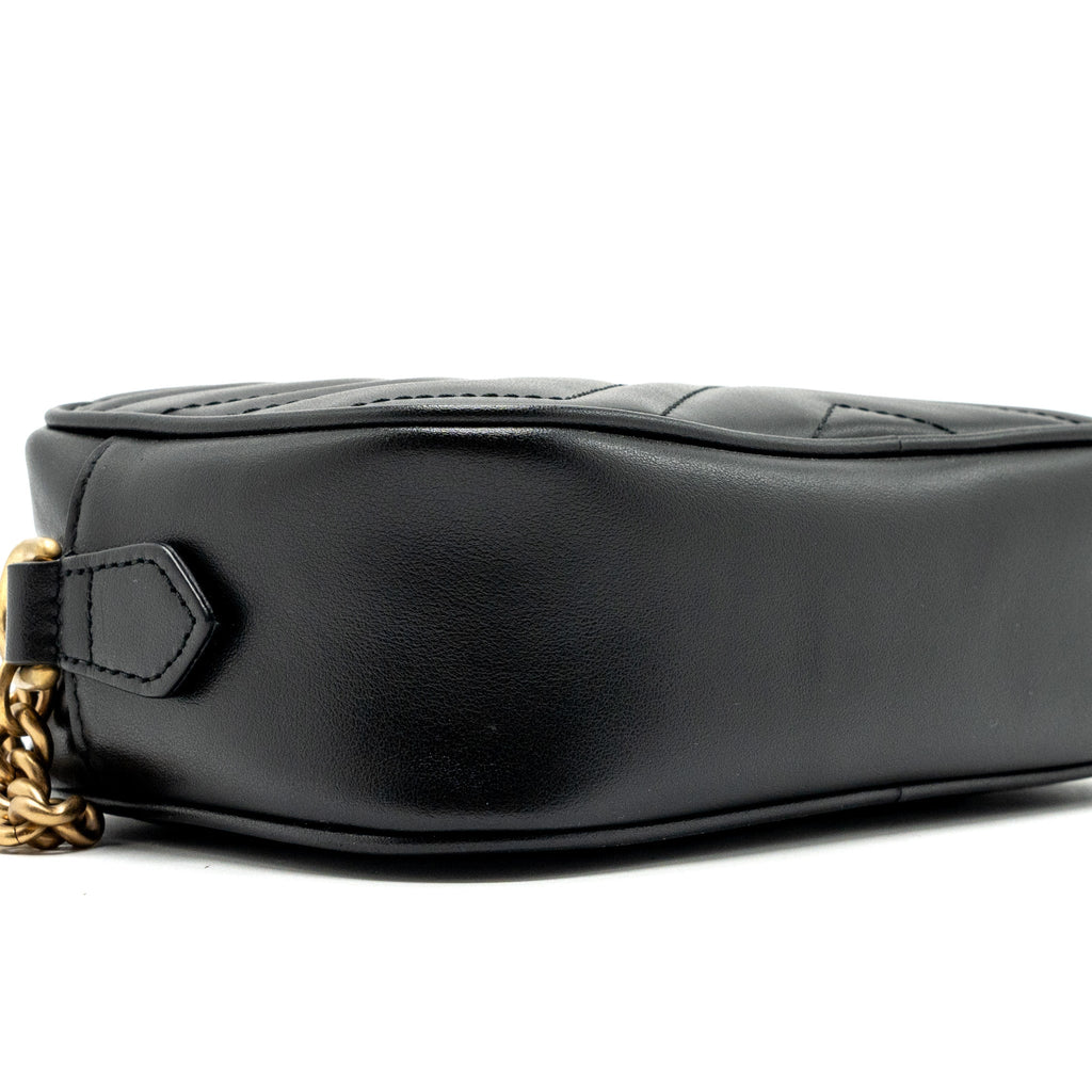 GUCCI GG MARMONT MATELASSE MINI BAG CALFSKIN BLACK GHW