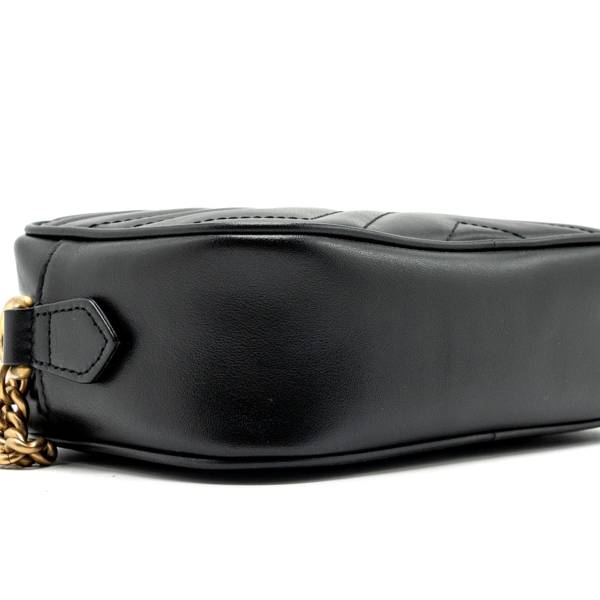 GUCCI GG MARMONT MATELASSE MINI BAG CALFSKIN BLACK GHW