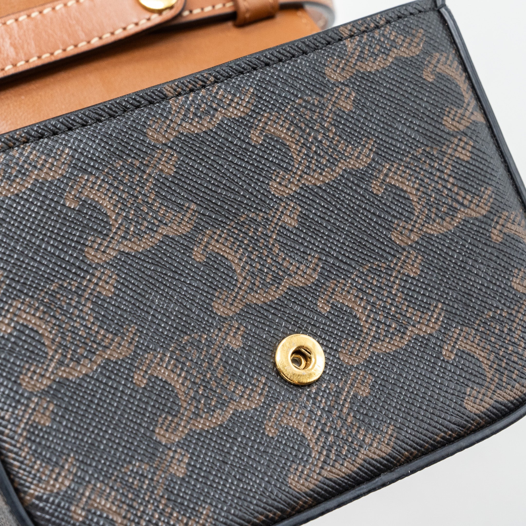 CELINE MINI CLAUDE TRIOMPHE CANVAS/ CALFSKIN TAN GHW