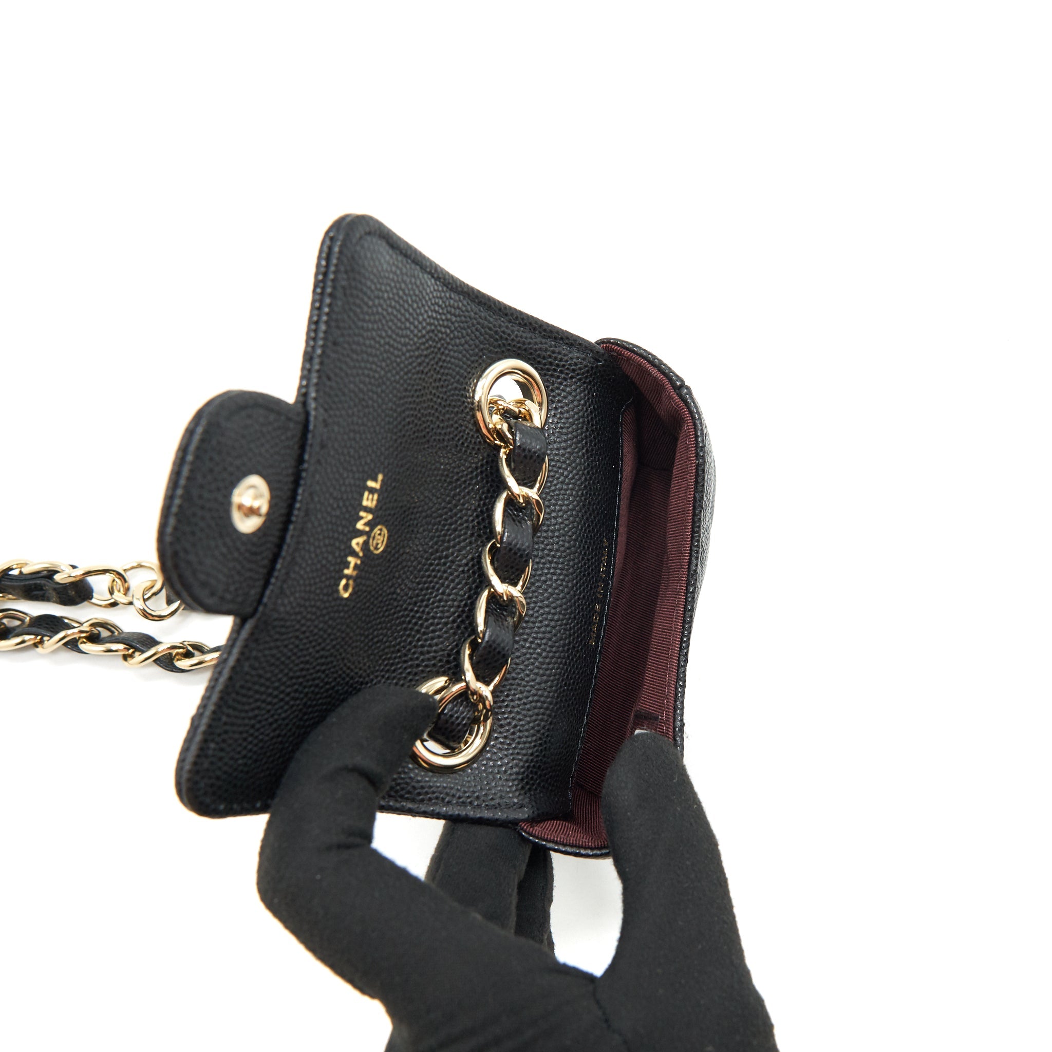 CHANEL 21B BELT BAG CAVIAR BLACK LGHW