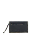 VALENTINO GARAVANI ROCKSTUD LEATHER CLUTCH BLACK
