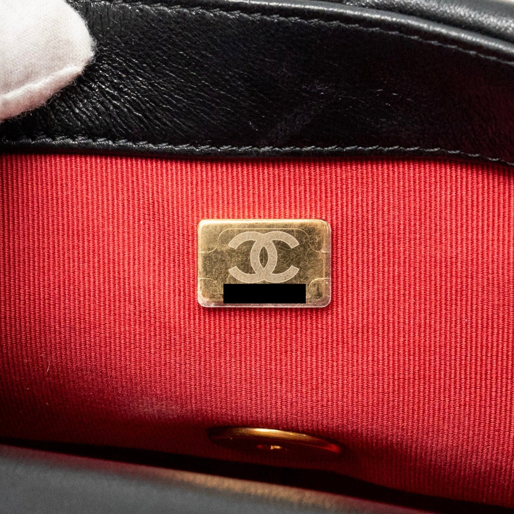 CHANEL SMALL 19 BAG LAMBSKIN BLACK MULTICOLOR HARDWARE (MICROCHIP)
