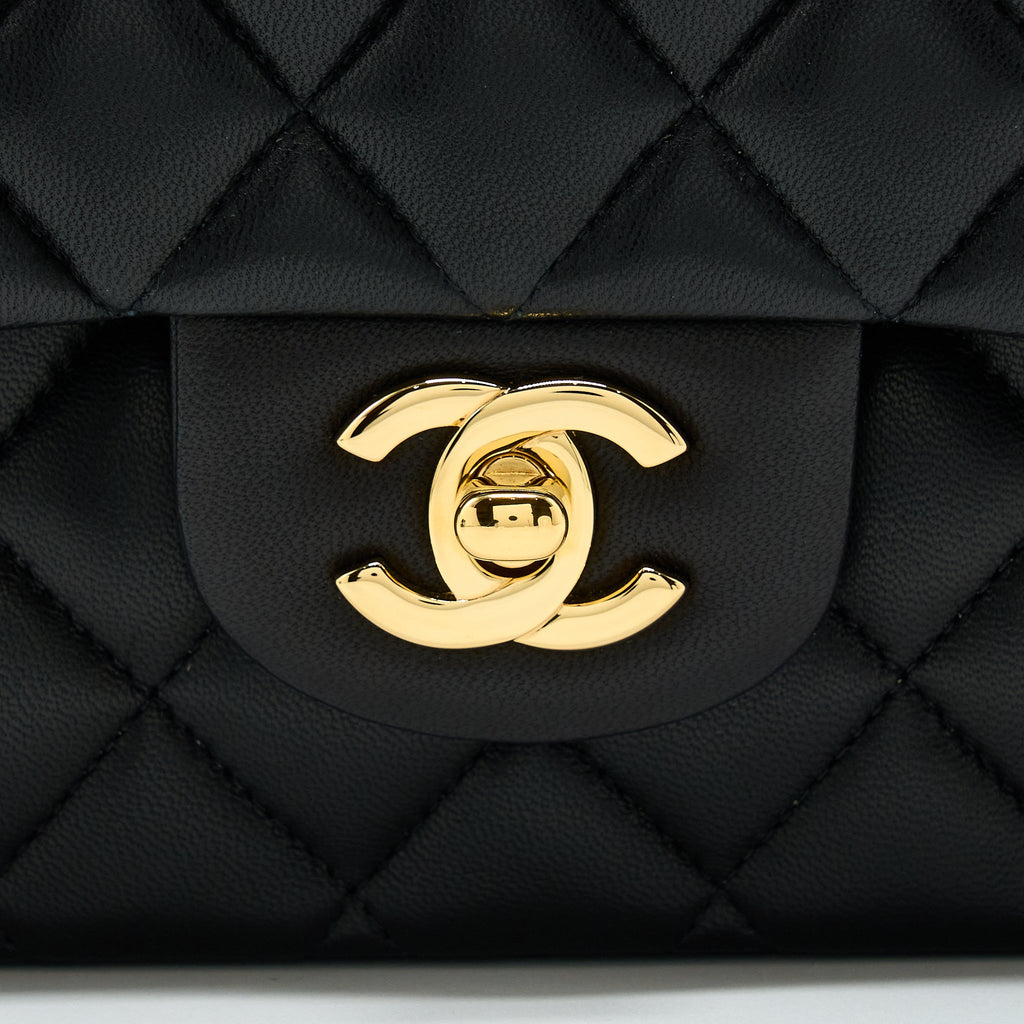 CHANEL CLASSIC DOUBLE FLAP BAG LAMBSKIN BLACK GHW