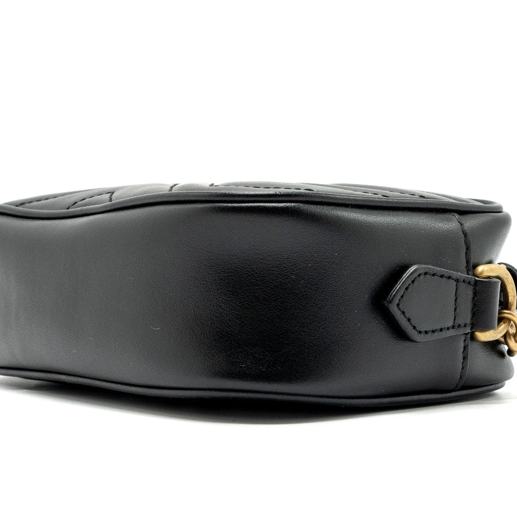 GUCCI GG MARMONT MATELASSE MINI BAG CALFSKIN BLACK GHW