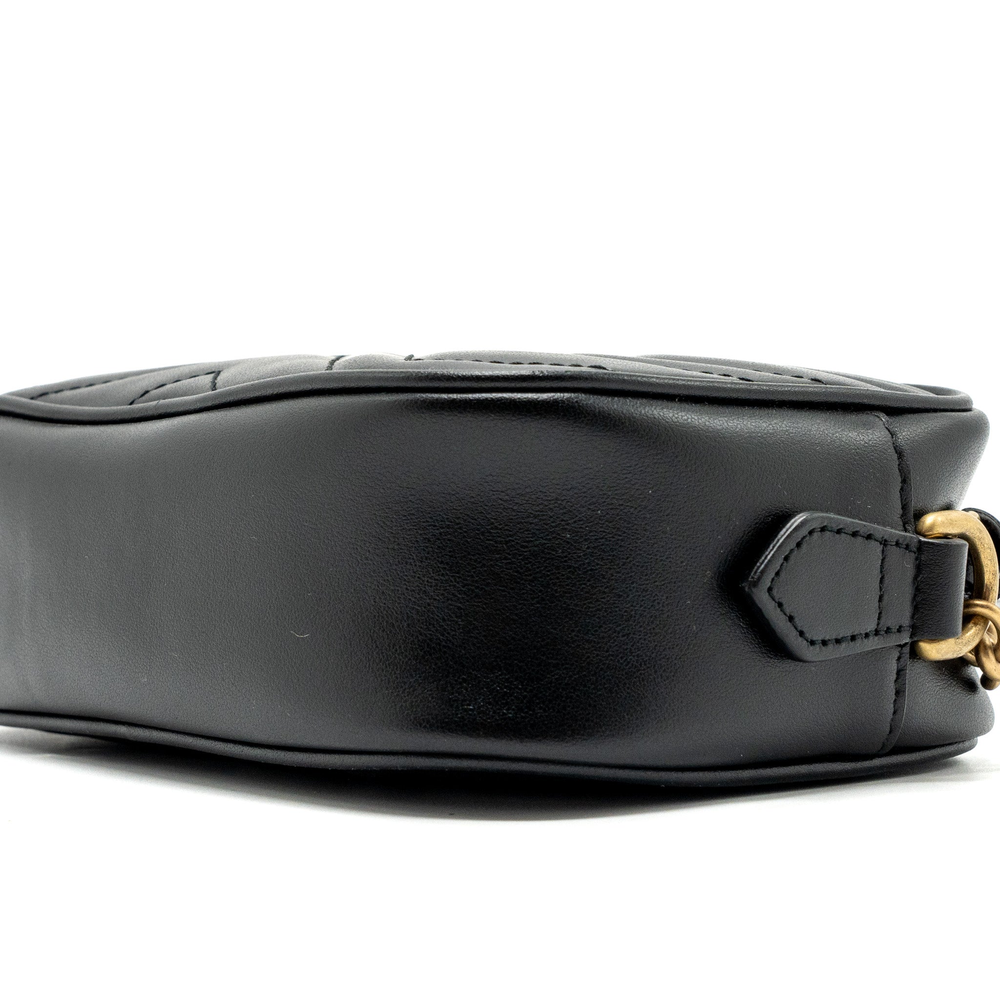 GUCCI GG MARMONT MATELASSE MINI BAG CALFSKIN BLACK GHW