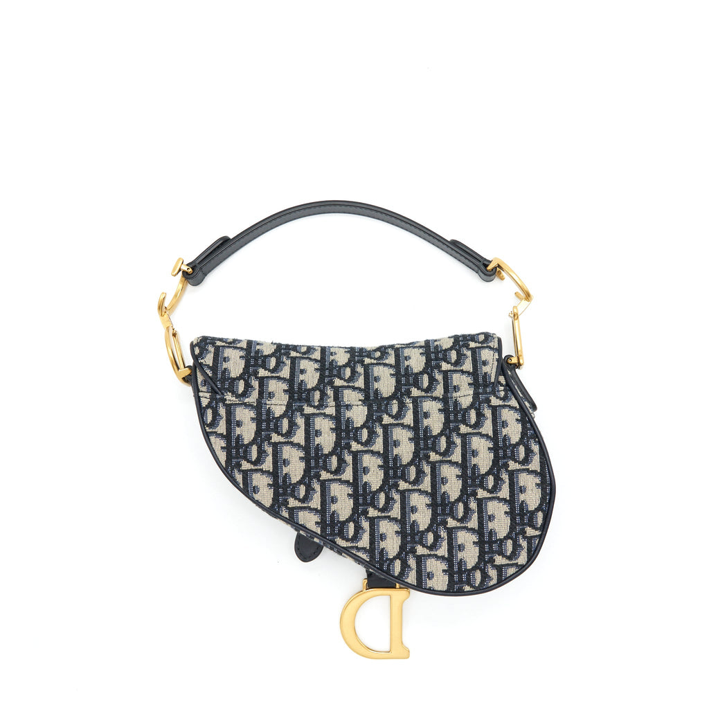 DIOR MINI SADDLE BLUE OBLIQUE GHW