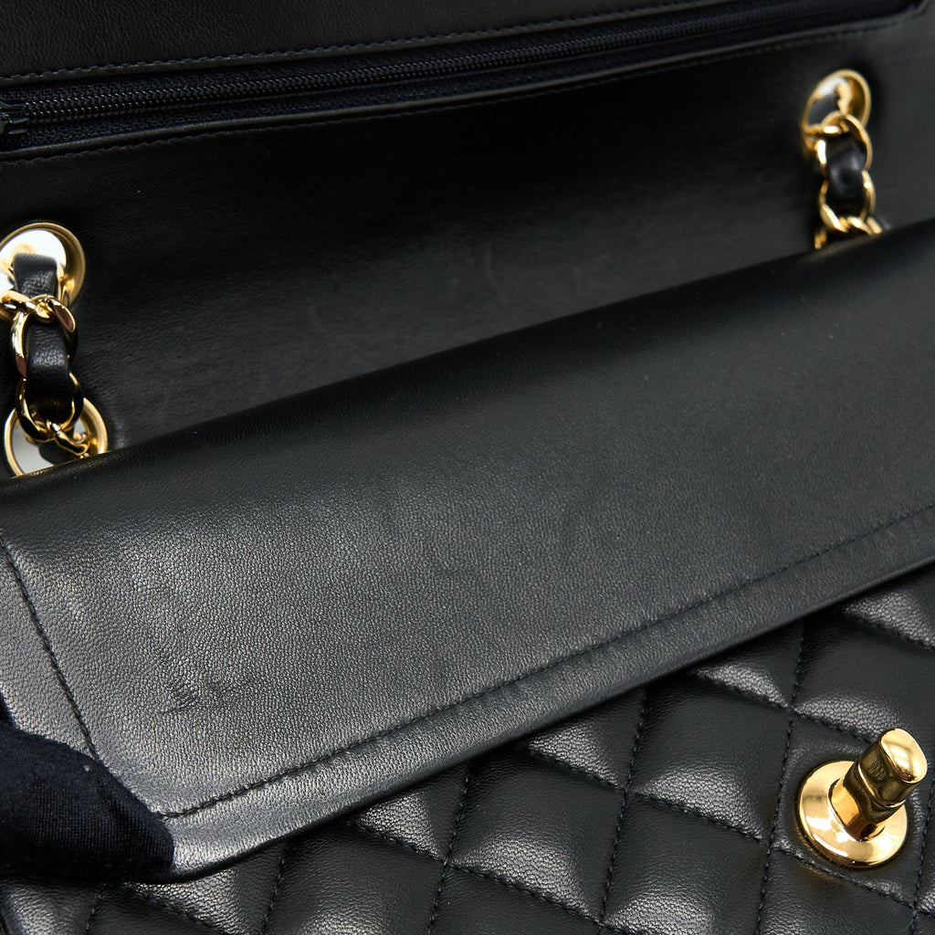 CHANEL CLASSIC DOUBLE FLAP BAG LAMBSKIN BLACK GHW