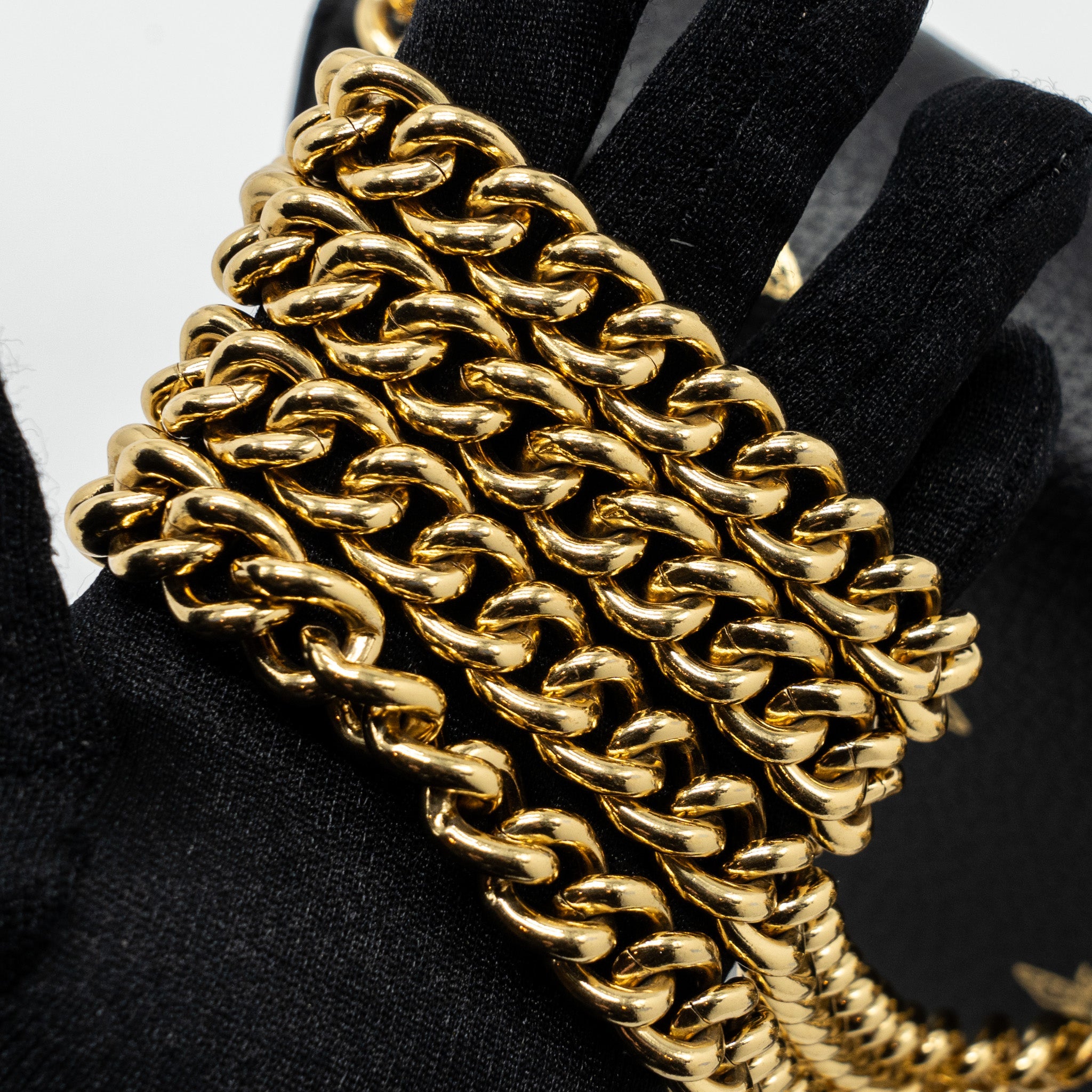GUCCI PADLOCK CHAIN BAG BEE PRINT CALFSKIN BLACK GHW