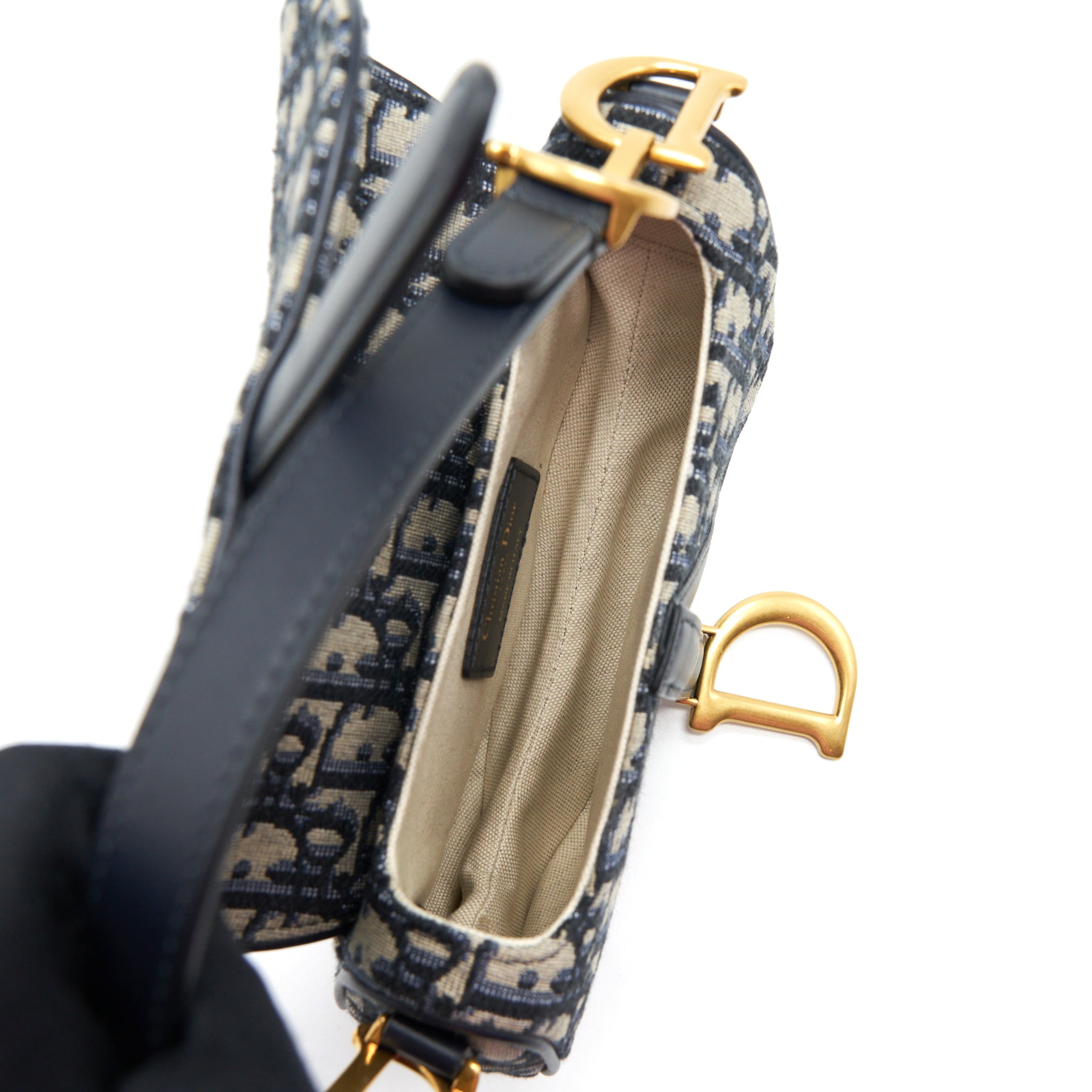 DIOR MINI SADDLE BLUE OBLIQUE GHW