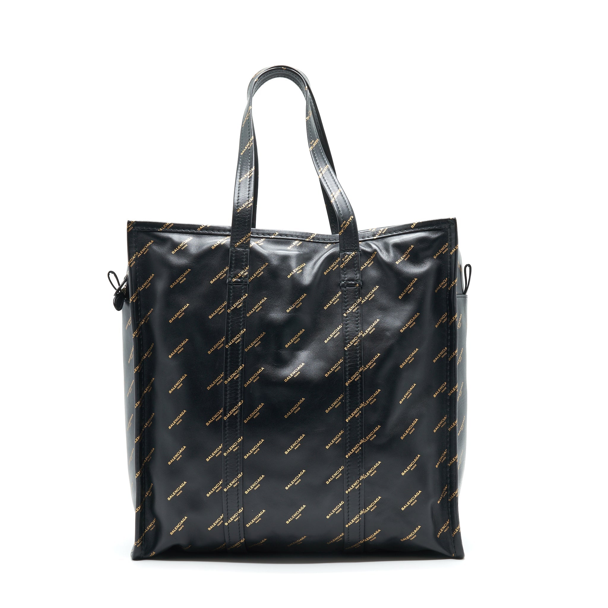 BALENCIAGA LOGO PRINTED BAZAR SHOPPER M LEATHER BAG