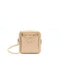 CHANEL SMALL VERTICAL CAMERA BAG WITH CHAIN LAMBSKIN BEIGE LGHW