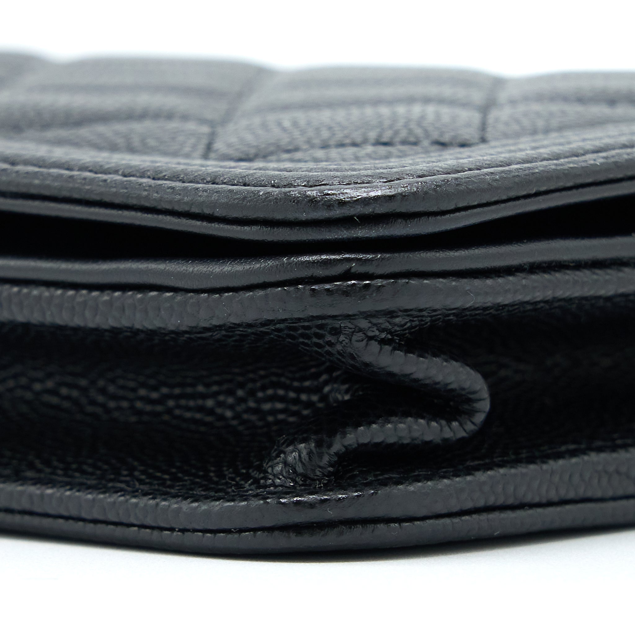 CHANEL BOY WALLET ON CHAIN CAVIAR BLACK GHW (MICROCHIP)