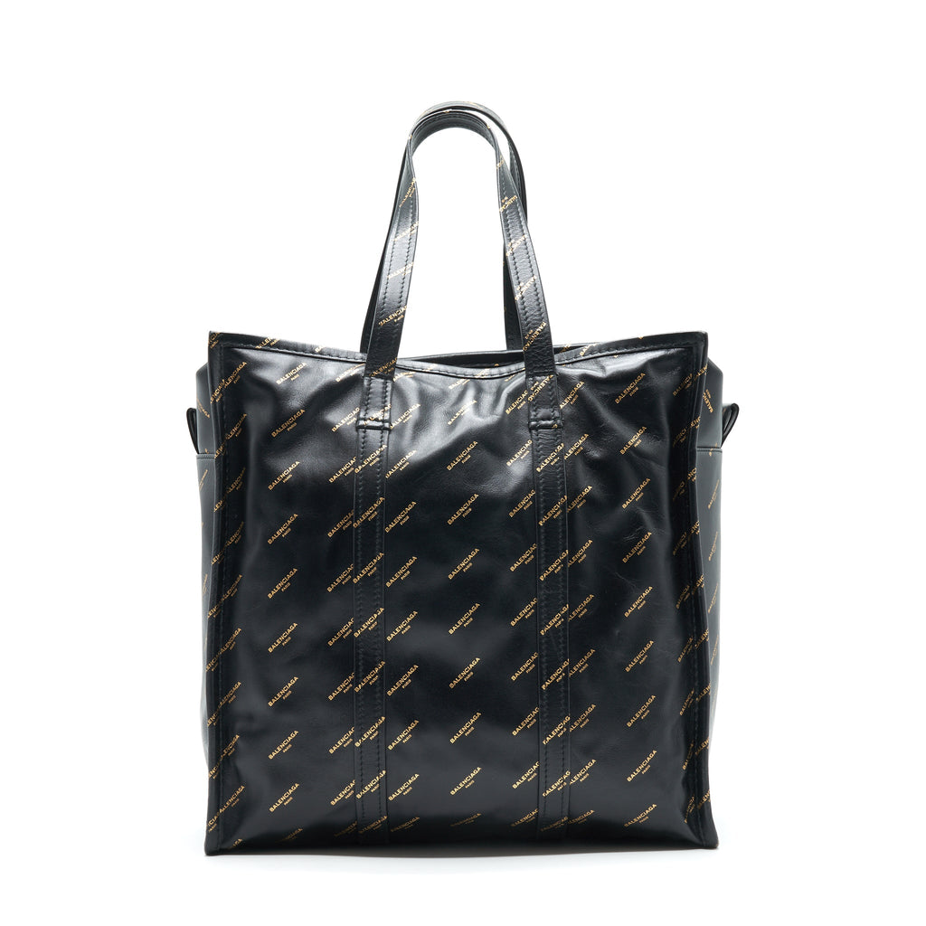 BALENCIAGA LOGO PRINTED BAZAR SHOPPER M LEATHER BAG
