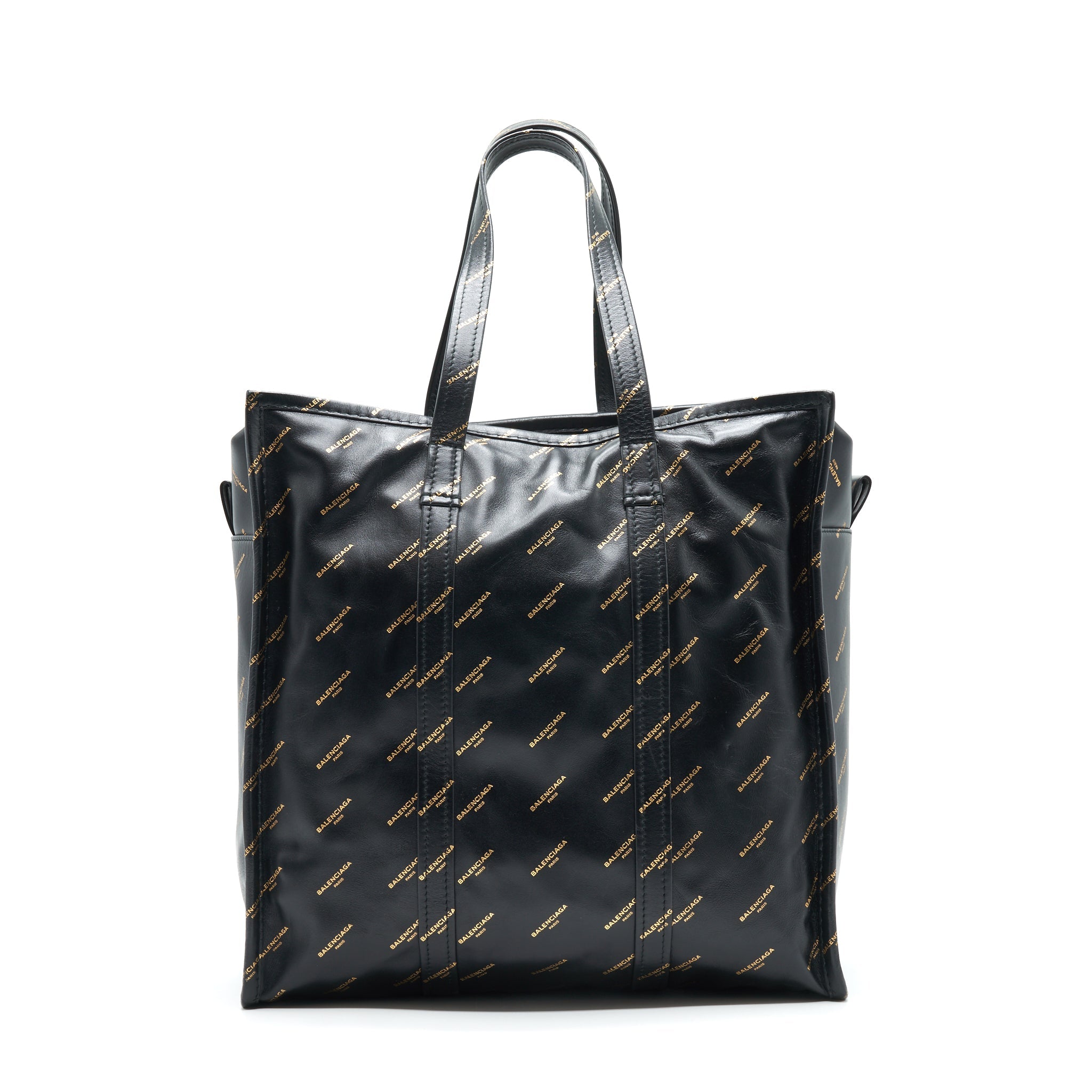 BALENCIAGA LOGO PRINTED BAZAR SHOPPER M LEATHER BAG