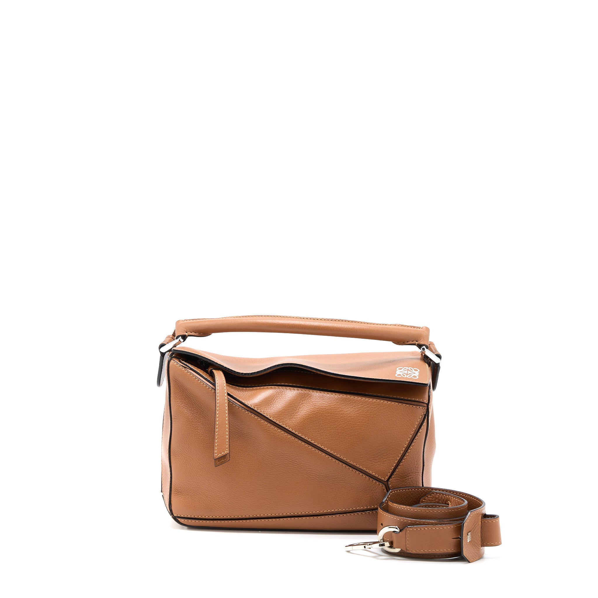 LOEWE SMALL PUZZLE BAG CALFSKIN CARAMEL SHW