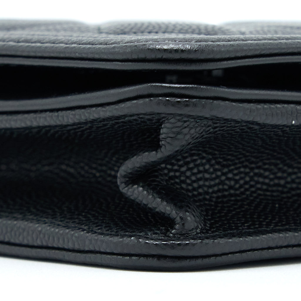 CHANEL BOY WALLET ON CHAIN CAVIAR BLACK GHW (MICROCHIP)