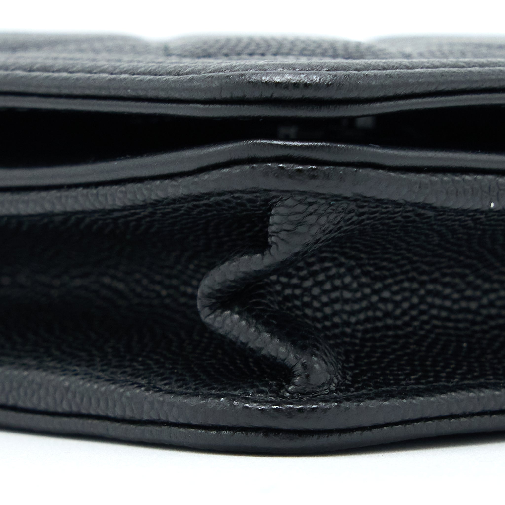 CHANEL BOY WALLET ON CHAIN CAVIAR BLACK GHW (MICROCHIP)