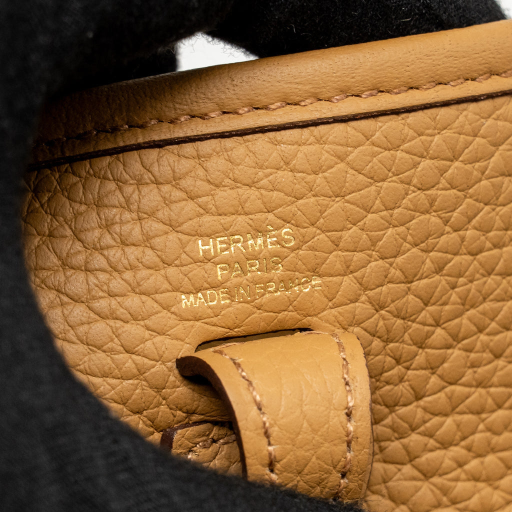 HERMES MINI EVELYNE CLEMENCE BISCUIT / CAMEL GHW