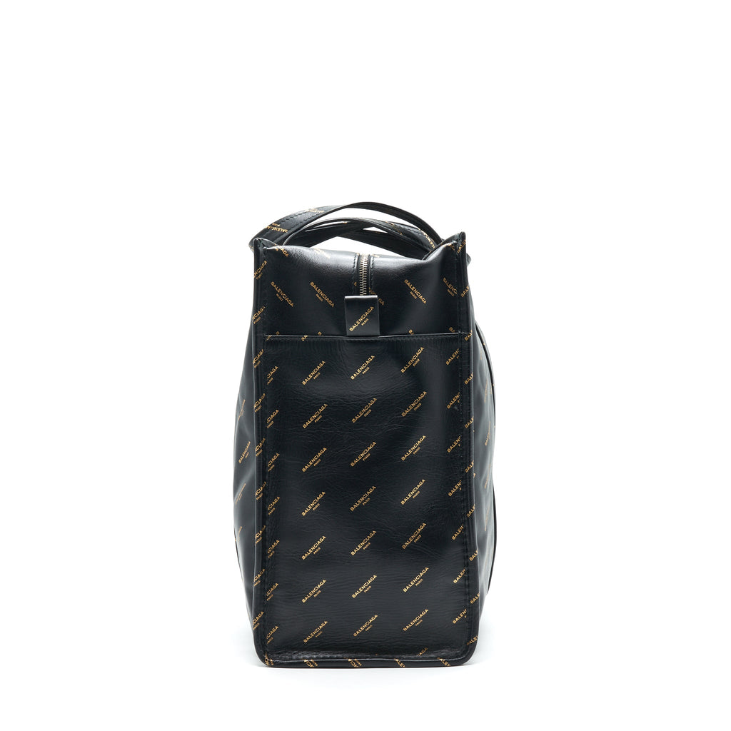 BALENCIAGA LOGO PRINTED BAZAR SHOPPER M LEATHER BAG