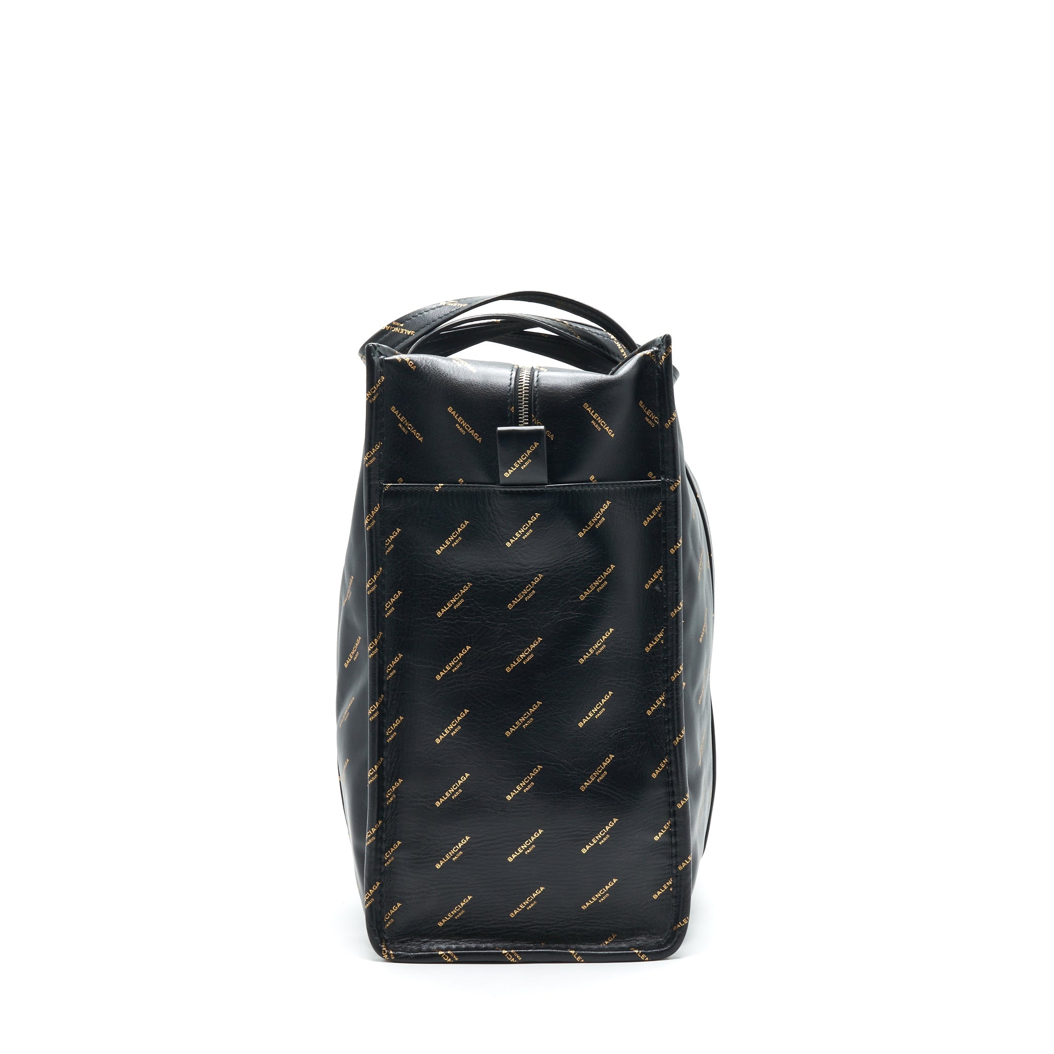 BALENCIAGA LOGO PRINTED BAZAR SHOPPER M LEATHER BAG