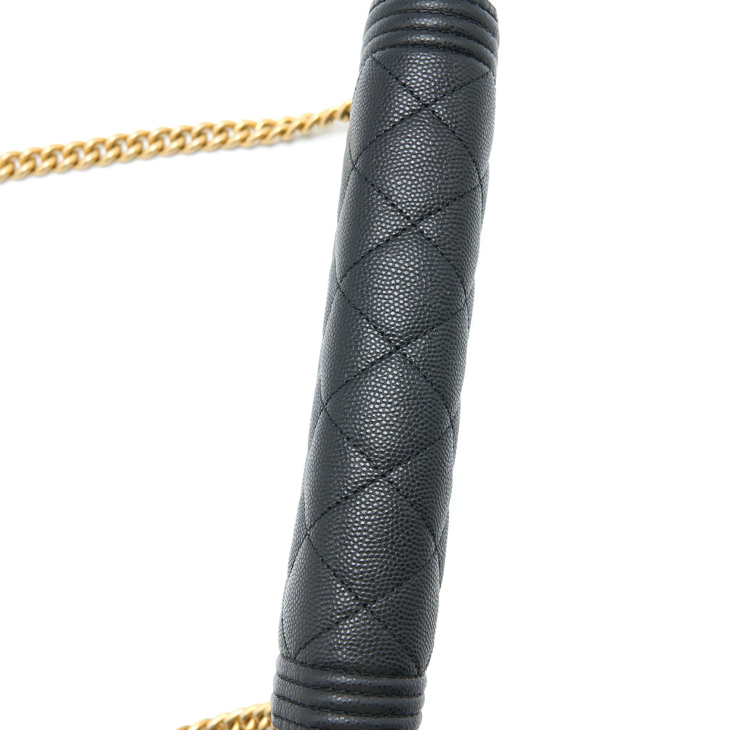 CHANEL BOY WALLET ON CHAIN CAVIAR BLACK GHW (MICROCHIP)
