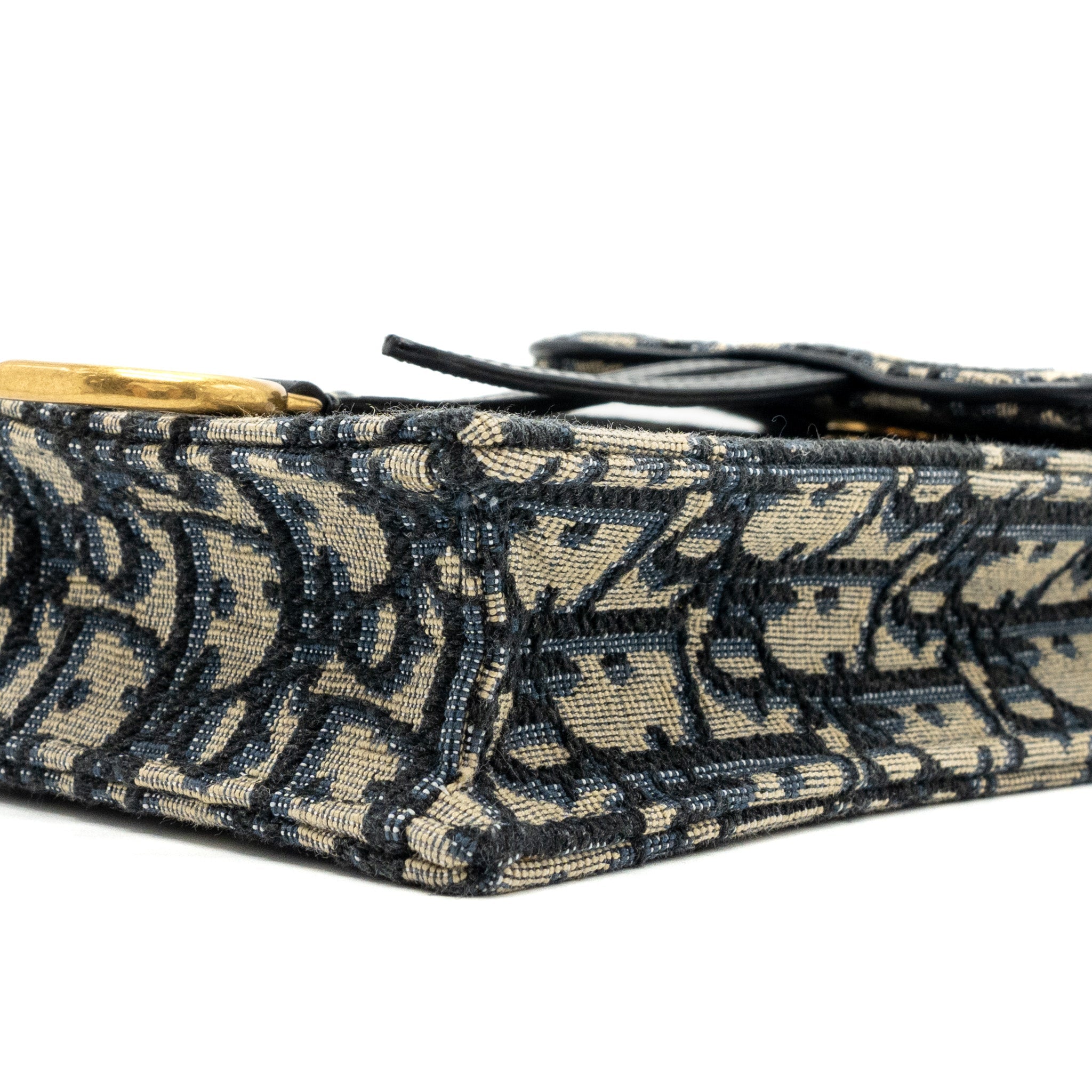 DIOR SADDLE PHONE POUCH DIOR OBLIQUE JACQUARD BLUE GHW