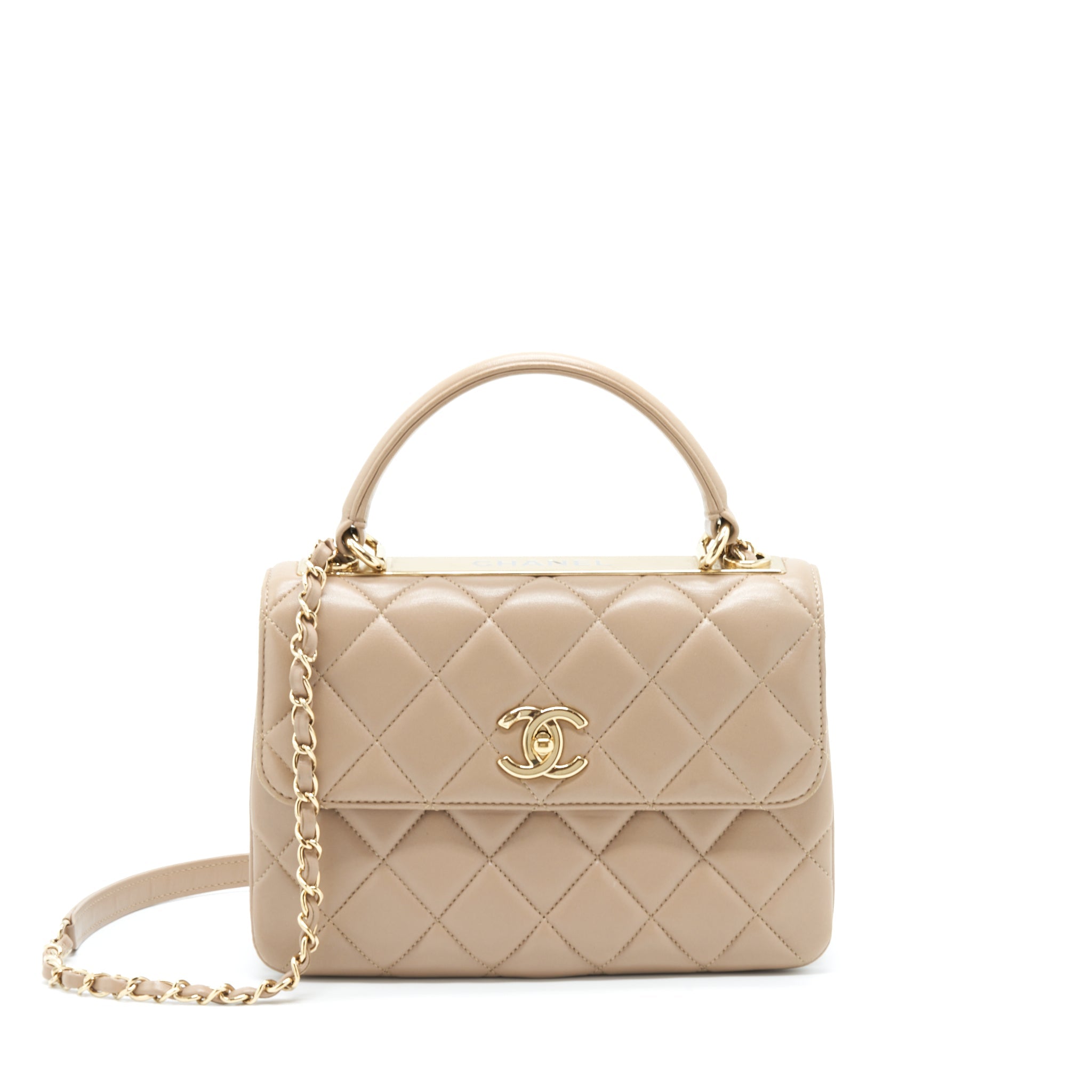 CHANEL TRENDY CC FLAP BAG LAMBSKIN BEIGE LGHW