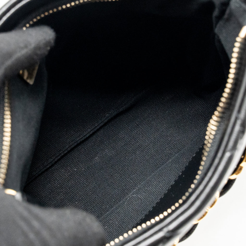 CHANEL 22K HOBO SHOULDER BAG LAMBSKIN BLACK GHW