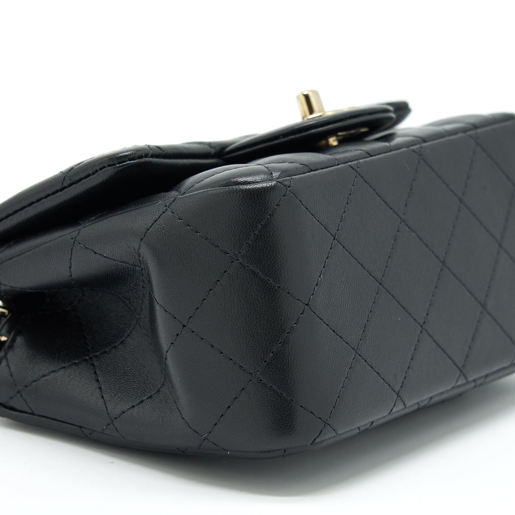 CHANEL MINI SQUARE FLAP BAG LAMBSKIN BLACK LGHW(MICROCHIP)