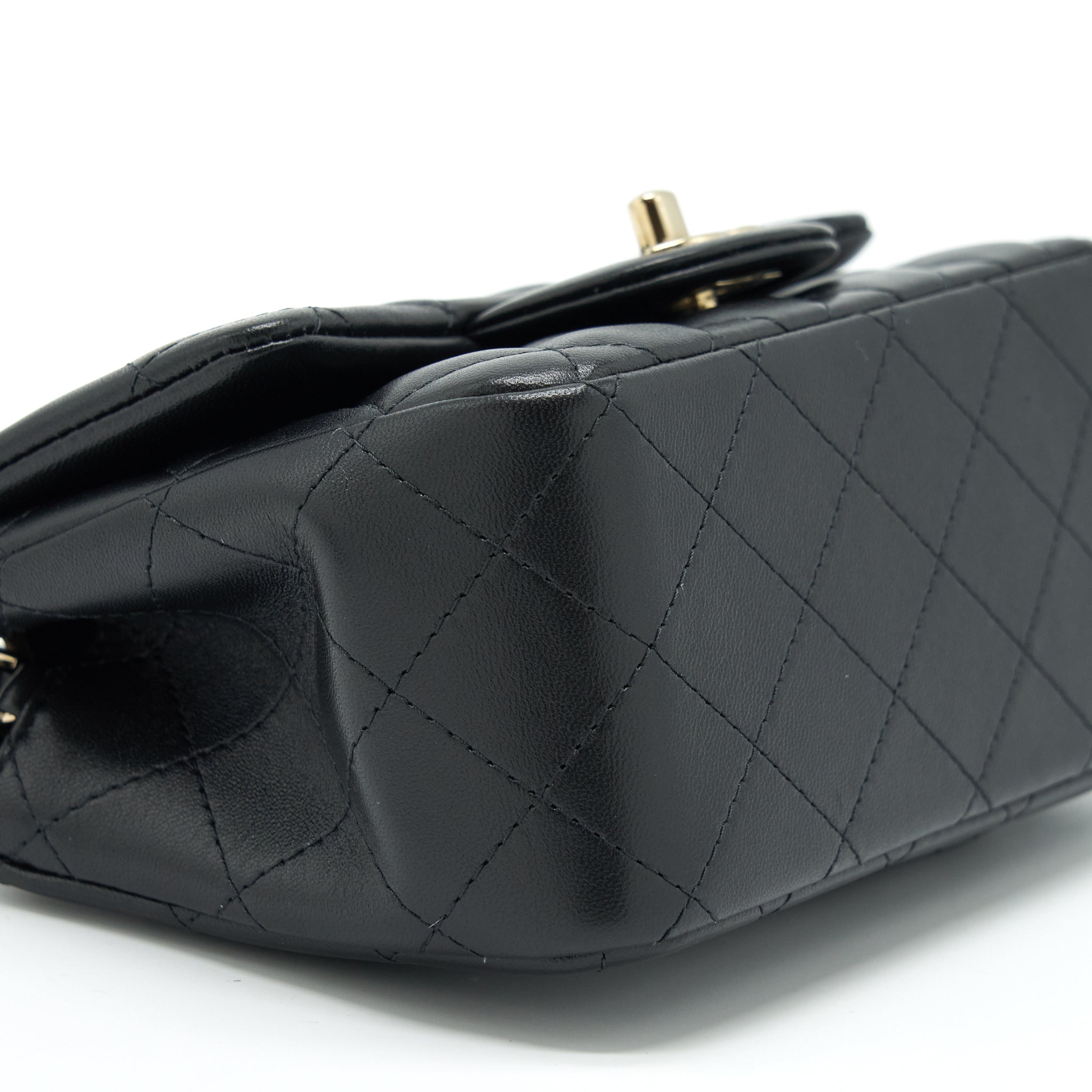 CHANEL MINI SQUARE FLAP BAG LAMBSKIN BLACK LGHW(MICROCHIP)