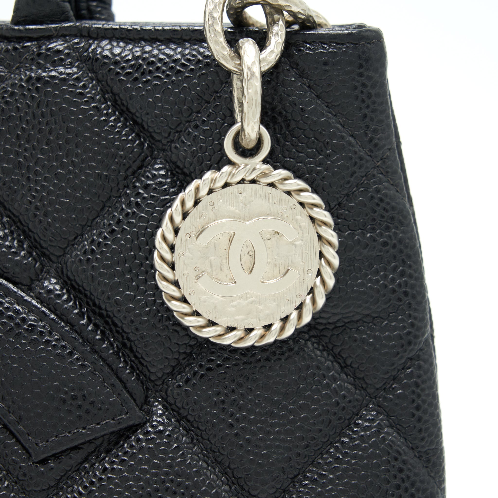 CHANEL VINTAG MEDALLION TOTE BAG CAVIAR BLACK SHW