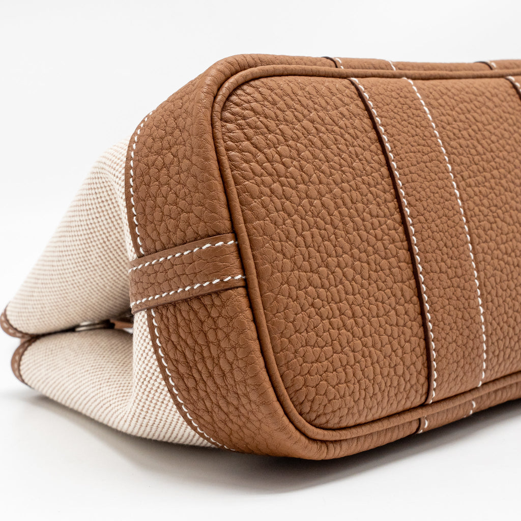 HERMES NEO GARDEN PARTY 23 CANVAS/NEGONDA ECRU-BEIGE/GOLD SHW