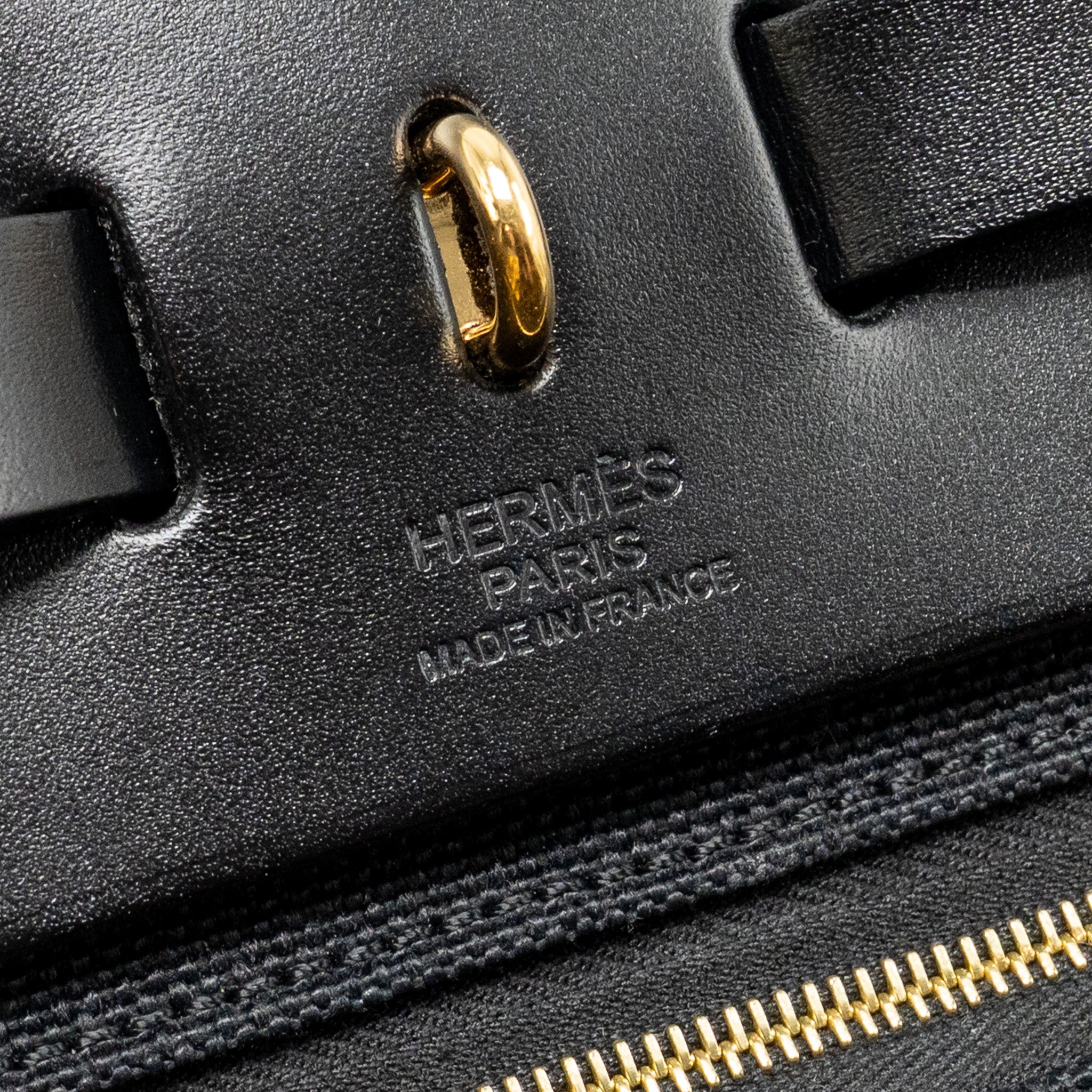 HERMES HERBAG 31 ZIP BAG CANVAS/HUNTER LEATHER BLACK GHW