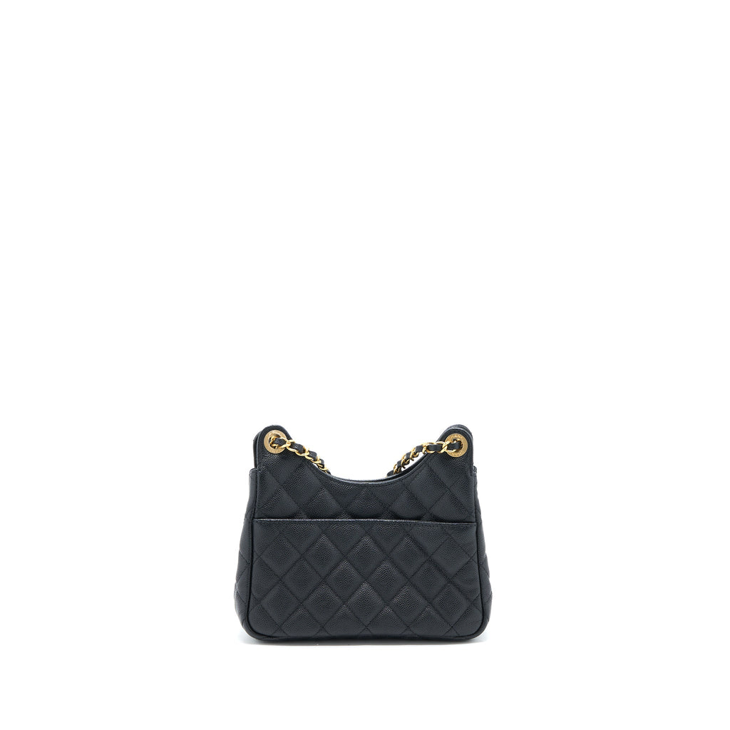 CHANEL SMALL HOBO BAG CAVIAR BLACK GHW (MICROCHIP)