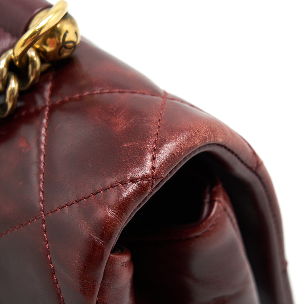 CHANEL QUILTED SHOULDER FLAP BAG LAMBSKIN RED GHW