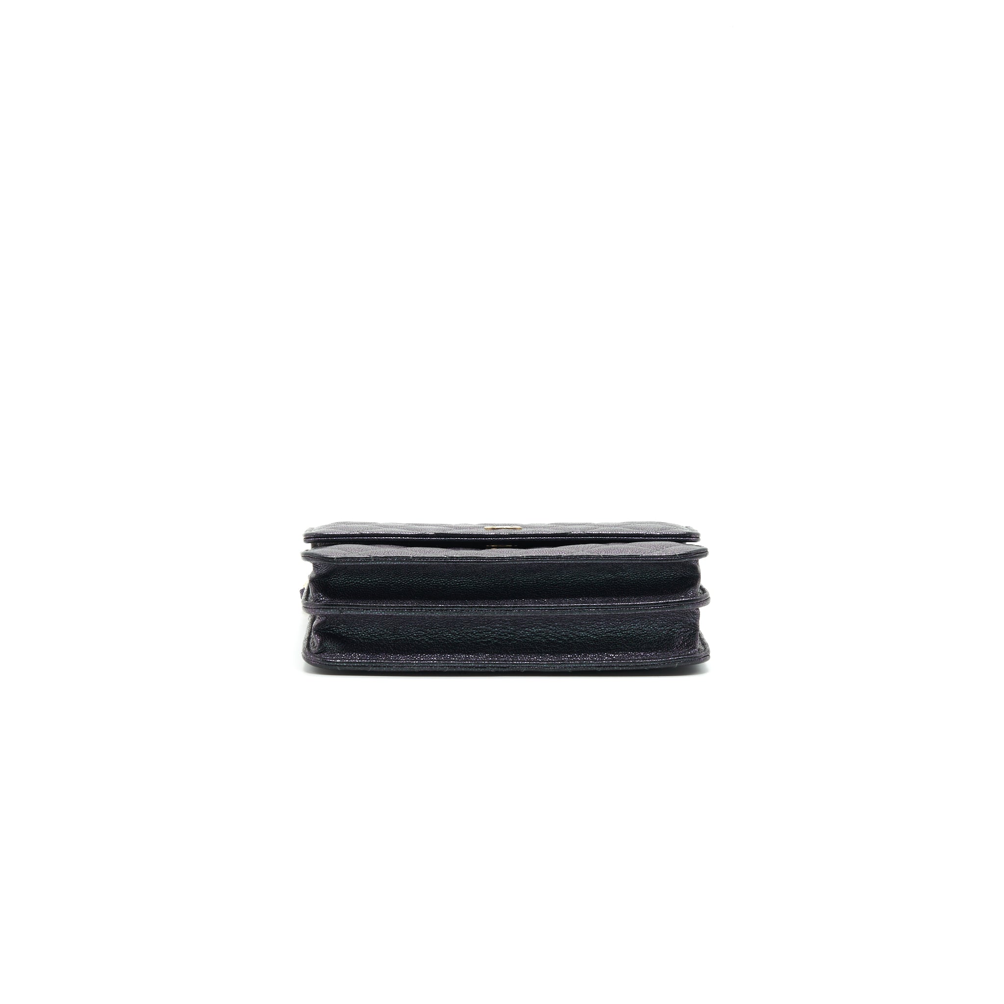 CHANEL CLASSIC SQUARE WALLET ON CHAIN CAVIAR IRIDESCENT PURPLE LGHW
