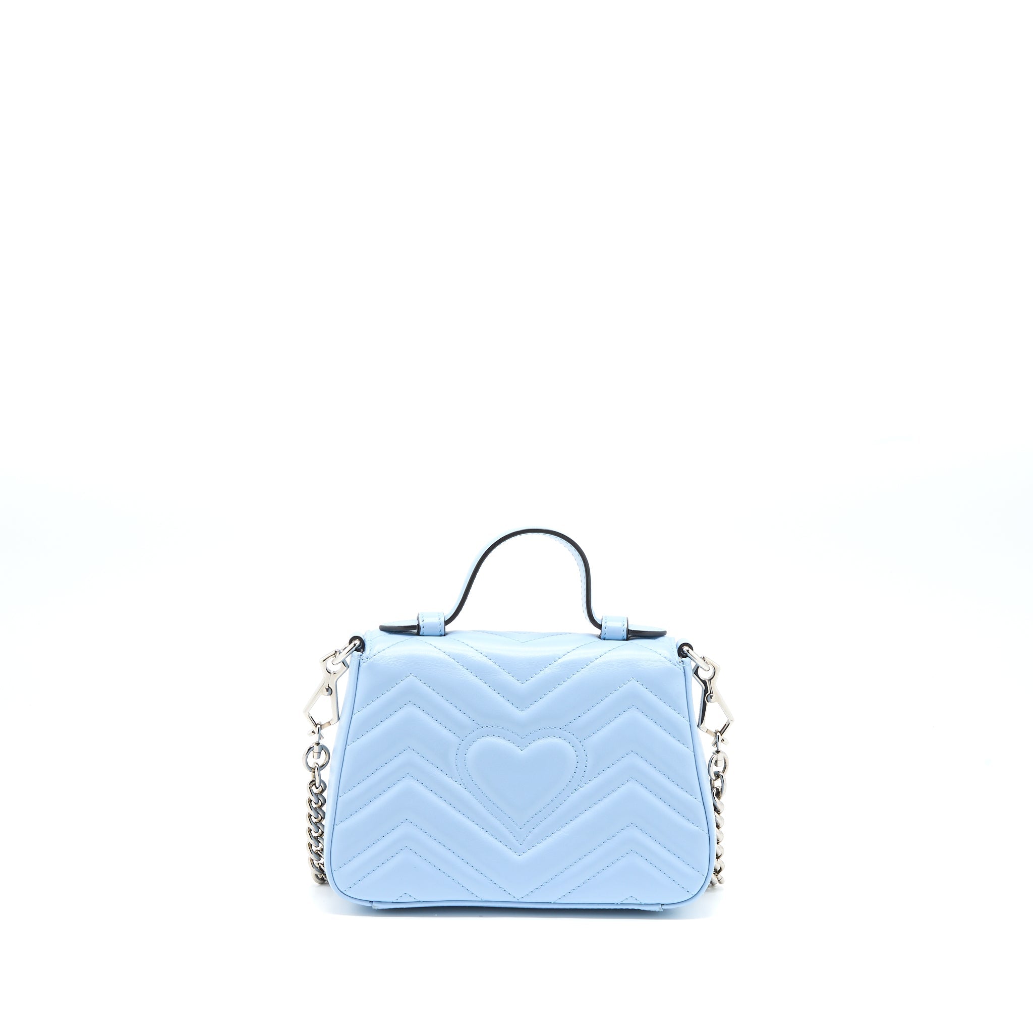 GUCCI GG MARMONT MINI TOP HANDLE BAG CALFSKIN LIGHT BLUE SHW