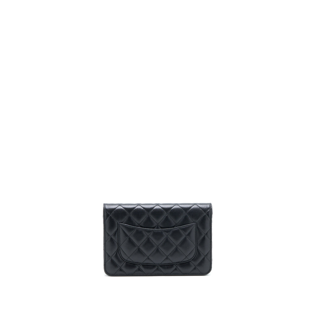 CHANEL RIBBON WALLET ON CHAIN LAMBSKIN BLACK LGHW (MICROCHIP)