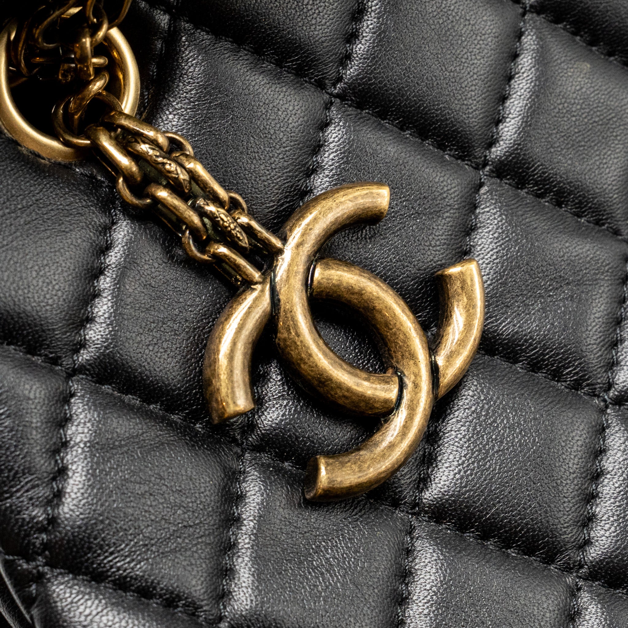 CHANEL JUST MADEMOISELLE BOWLING BAG LAMBSKIN BLACK GHW