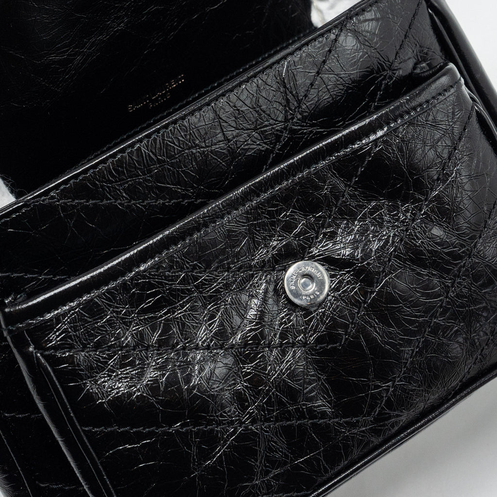SAINT LAURENT NIKI BABY LEATHER BLACK SHW