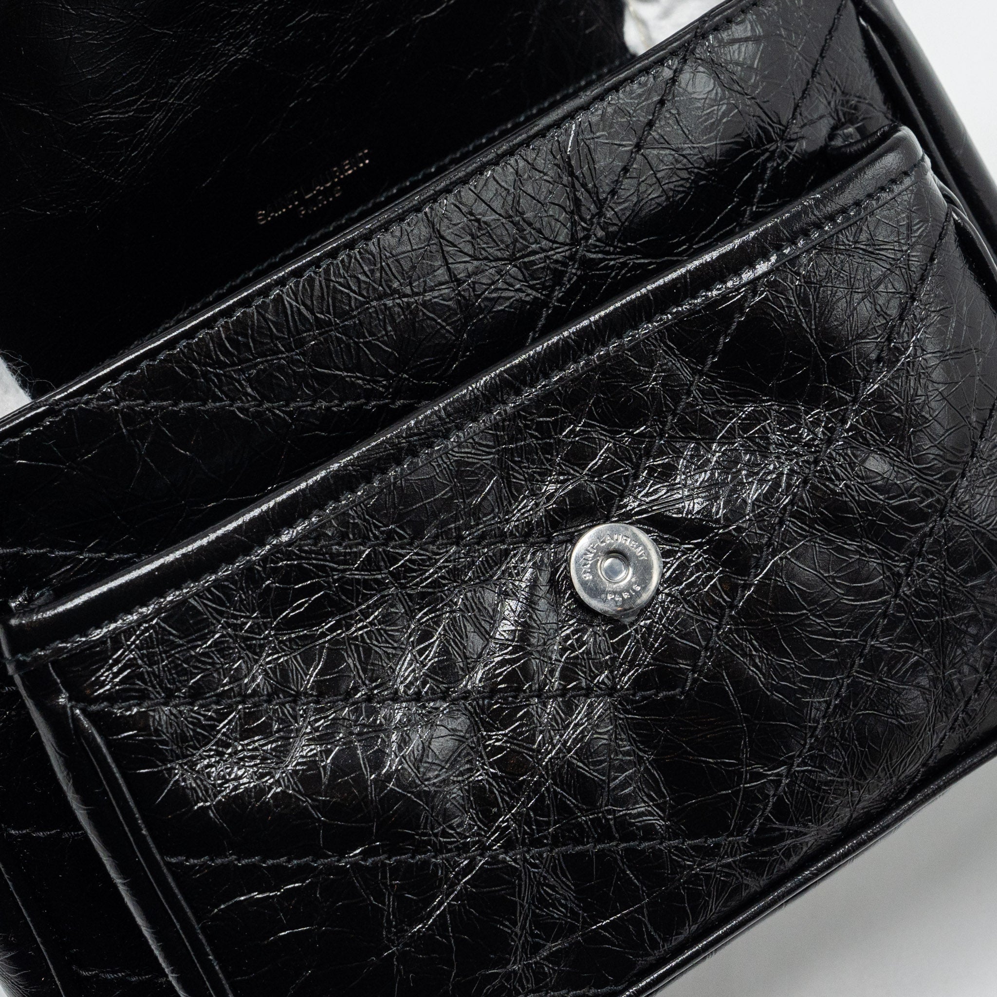 SAINT LAURENT NIKI BABY LEATHER BLACK SHW