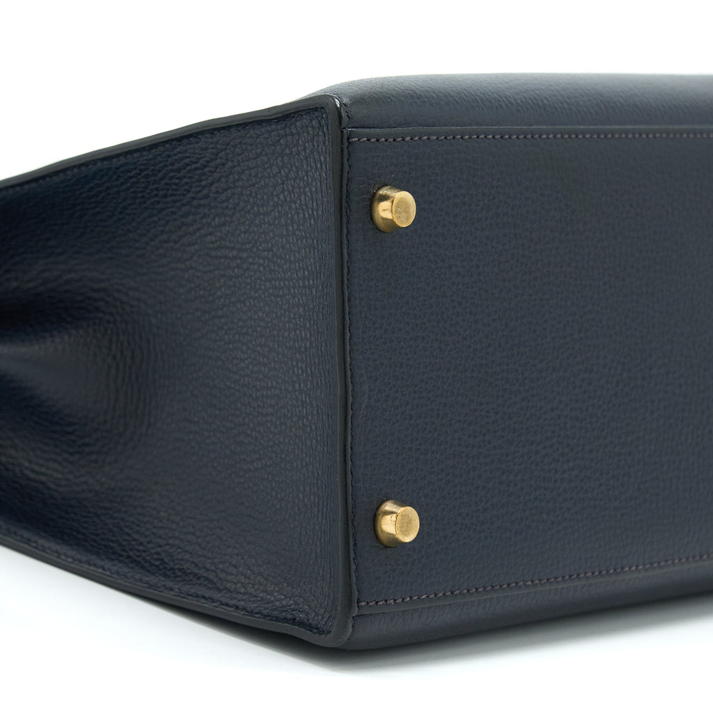 HERMES KELLY 35 SELLIER VACHE LIEGEE BLEU INDIGO GHW