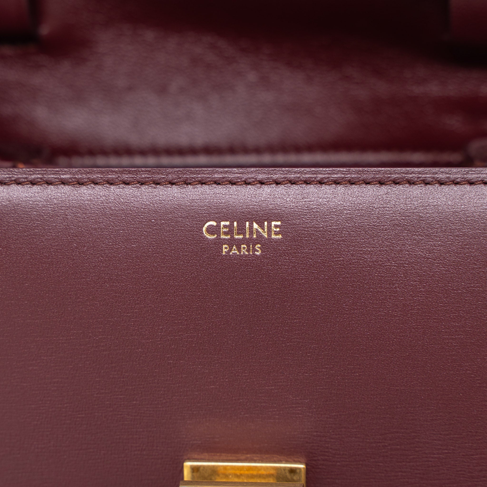CELINE MINI BOX CALFSKIN BURGUNDY BRUSHED GHW